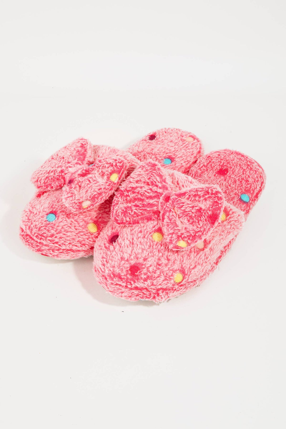Polka Dot Bowtie Fuzzy Slippers: IVL