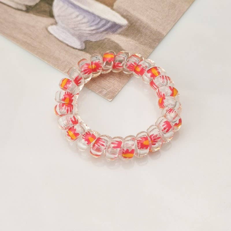 MIX  FLOWER FLORAL SET OF 5  COIL HAIR TIES | 40S739