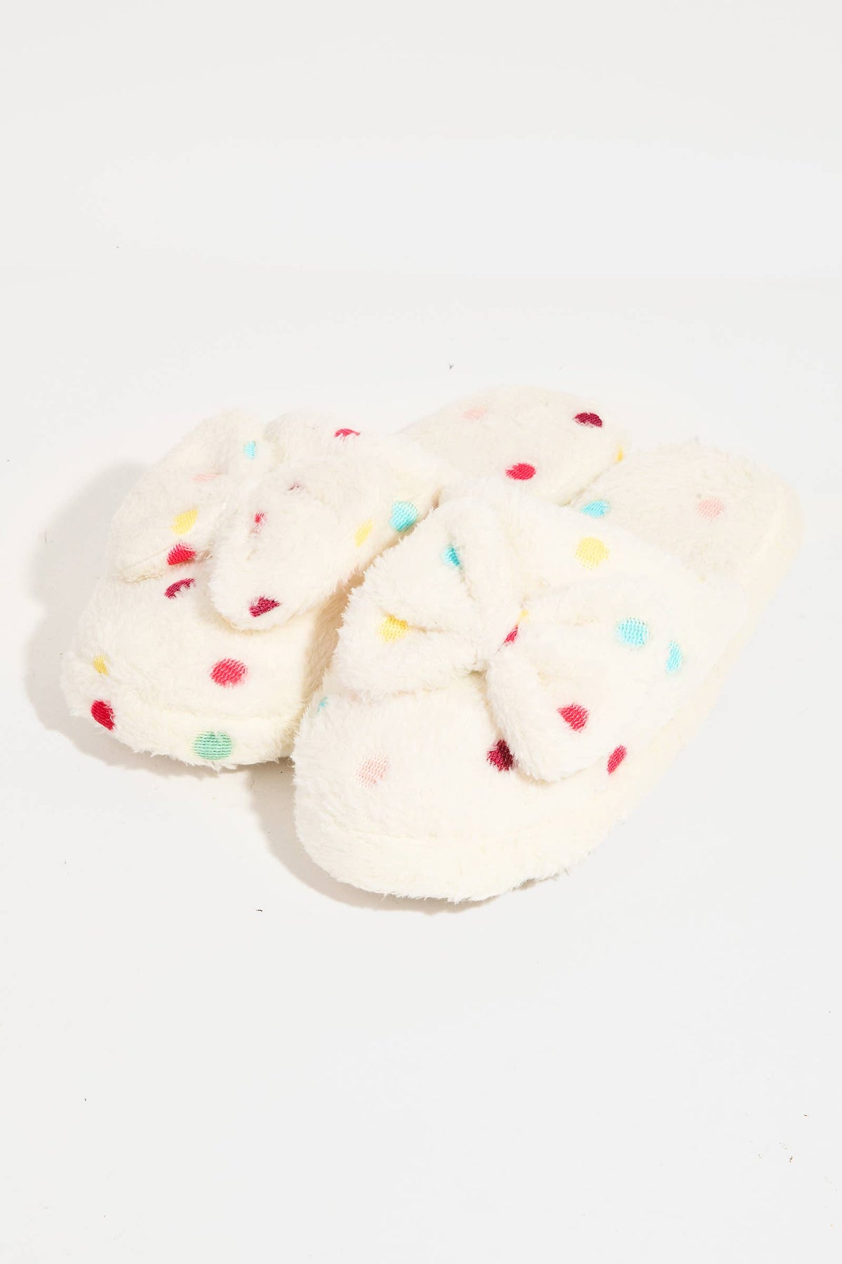 Polka Dot Bowtie Fuzzy Slippers: IVL