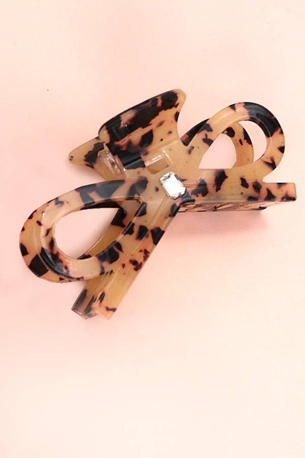 LARGE CUTE BOW RIBBON RHINESTONE HAIR CLAW CLIPS | 40H810