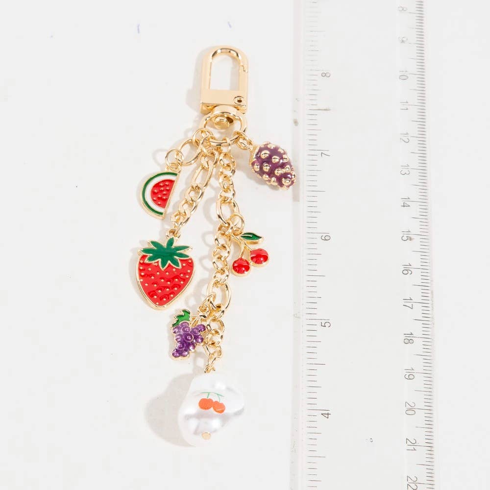 Enamel Strawberry Watermelon Cherry Pearl Bag Charms: MUG