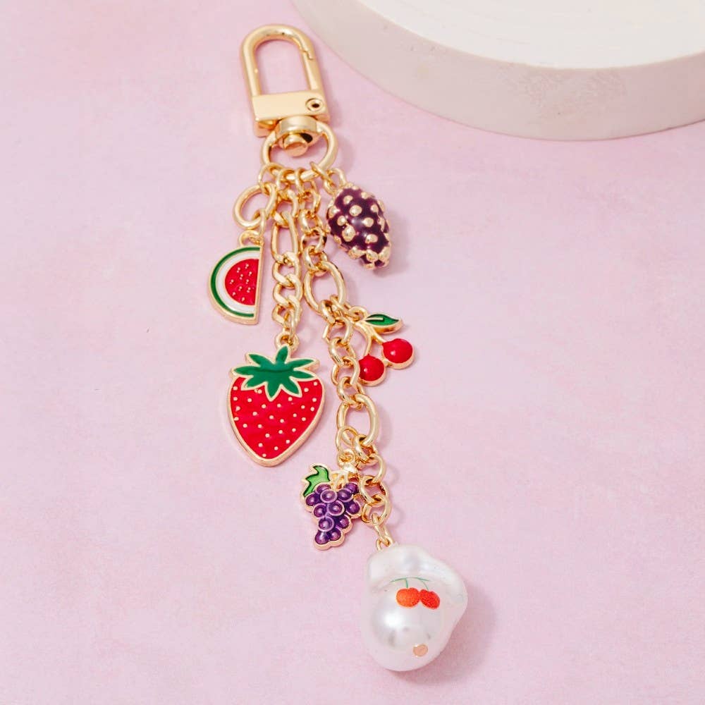Enamel Strawberry Watermelon Cherry Pearl Bag Charms: MUG