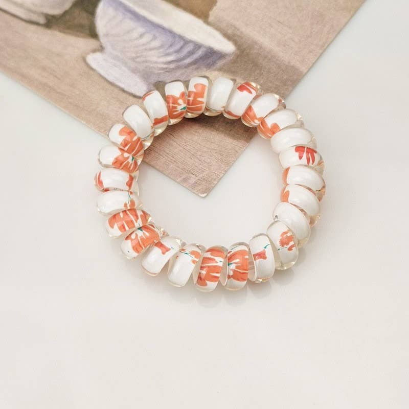 MIX  FLOWER FLORAL SET OF 5  COIL HAIR TIES | 40S739