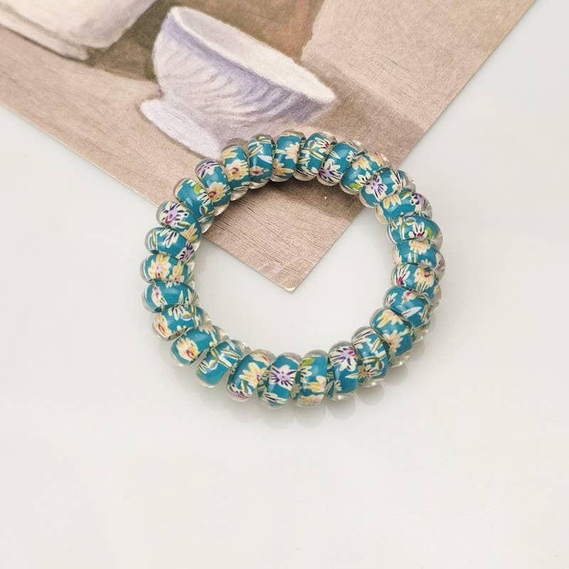 MIX  FLOWER FLORAL SET OF 5  COIL HAIR TIES | 40S739