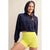 FRENCH TERRY LONG SLEEVE HOODIE CROP JACKET: Navy / L