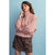 HEAVY POLY STRETCH WOVEN QUARTER ZIP TOP WITH COLLAR: Dusty Pink / S