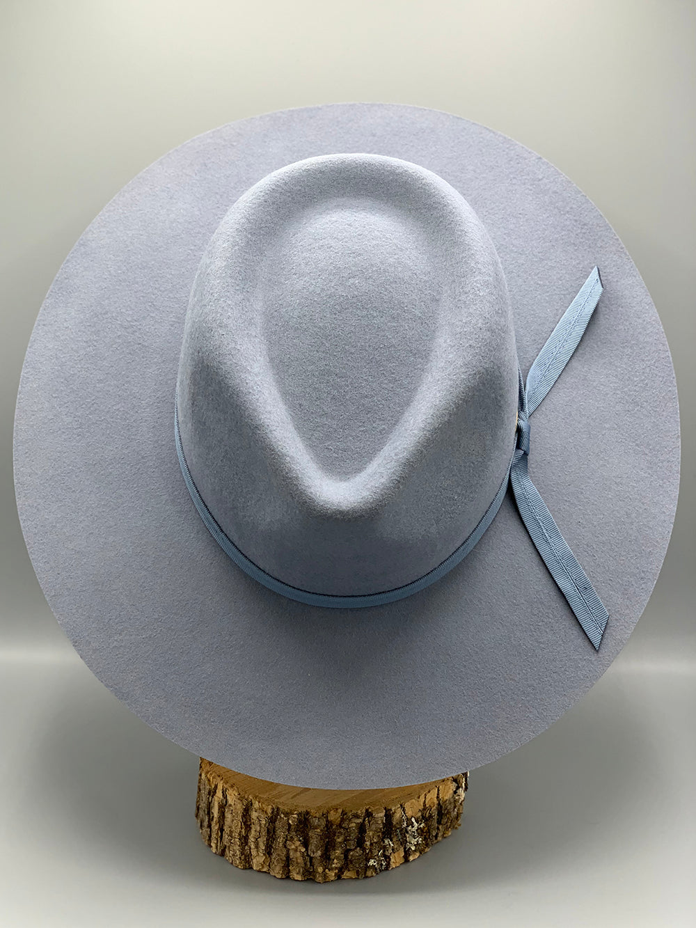 Grosgrain Bow Trim Wool Felt Panama Hat - Steel Blue