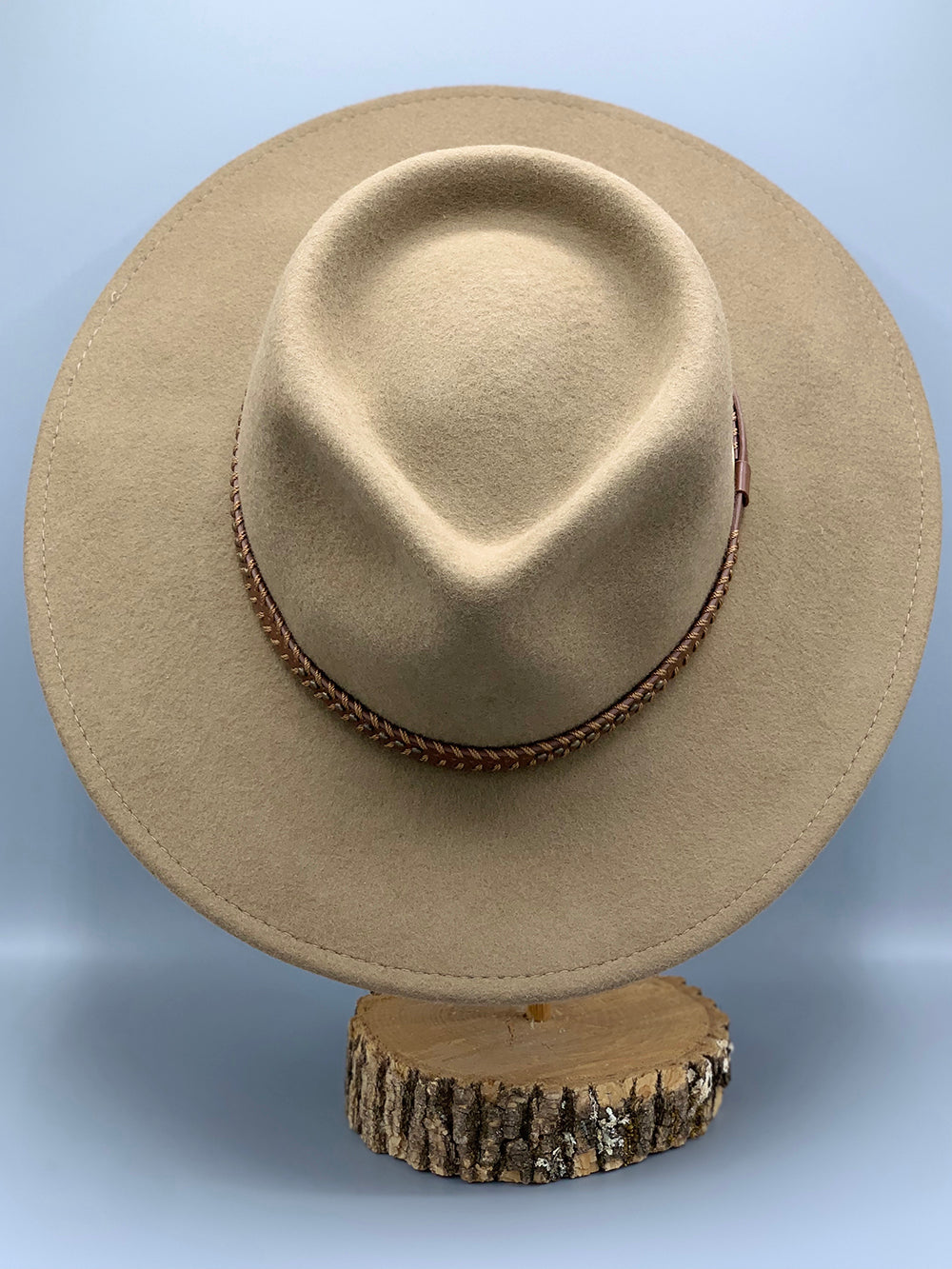 Panama Hat - Strap Trim Wool Felt - Taupe
