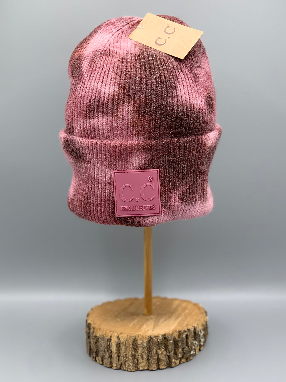 CC - Tie Dye Beanie with Rubber Patch - Brown & Wild Ginger