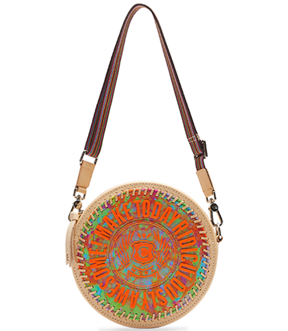 Flor de Pitaya Mexican Leather Circle Crossbody