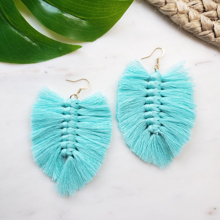 Boho Fringe Earrings- Turquoise