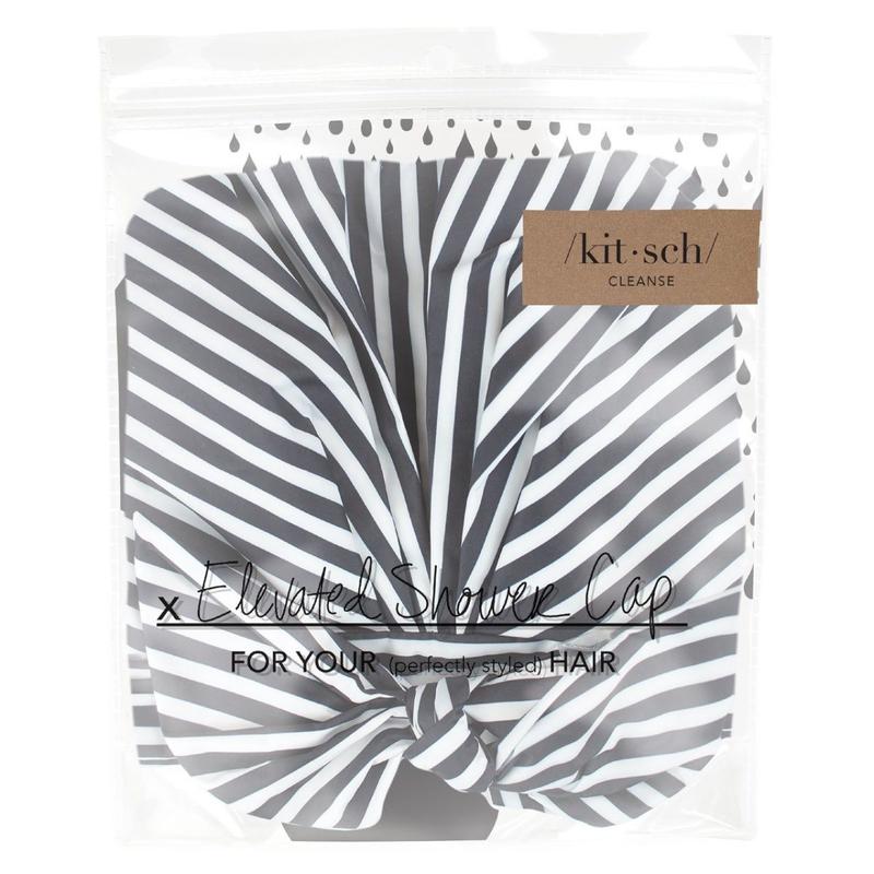 Luxe Shower Cap - Black and White Stripe
